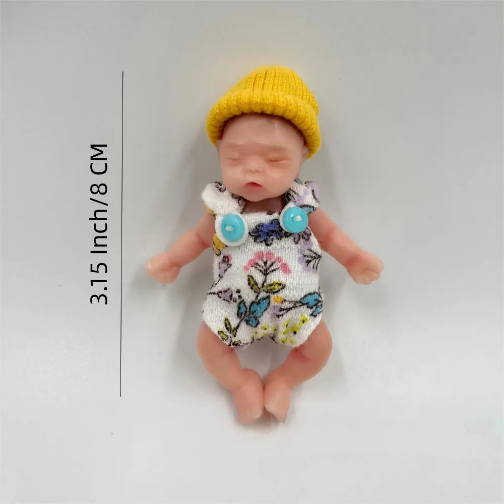 3.15 Inch 8 cm Full Silicone Body Mini Reborn Girl Handmade Lifelike Bebe Reborn Doll - Merit Sell