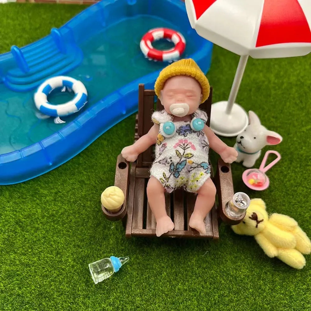 3.15 Inch 8 cm Full Silicone Body Mini Reborn Girl Handmade Lifelike Bebe Reborn Doll - Merit Sell