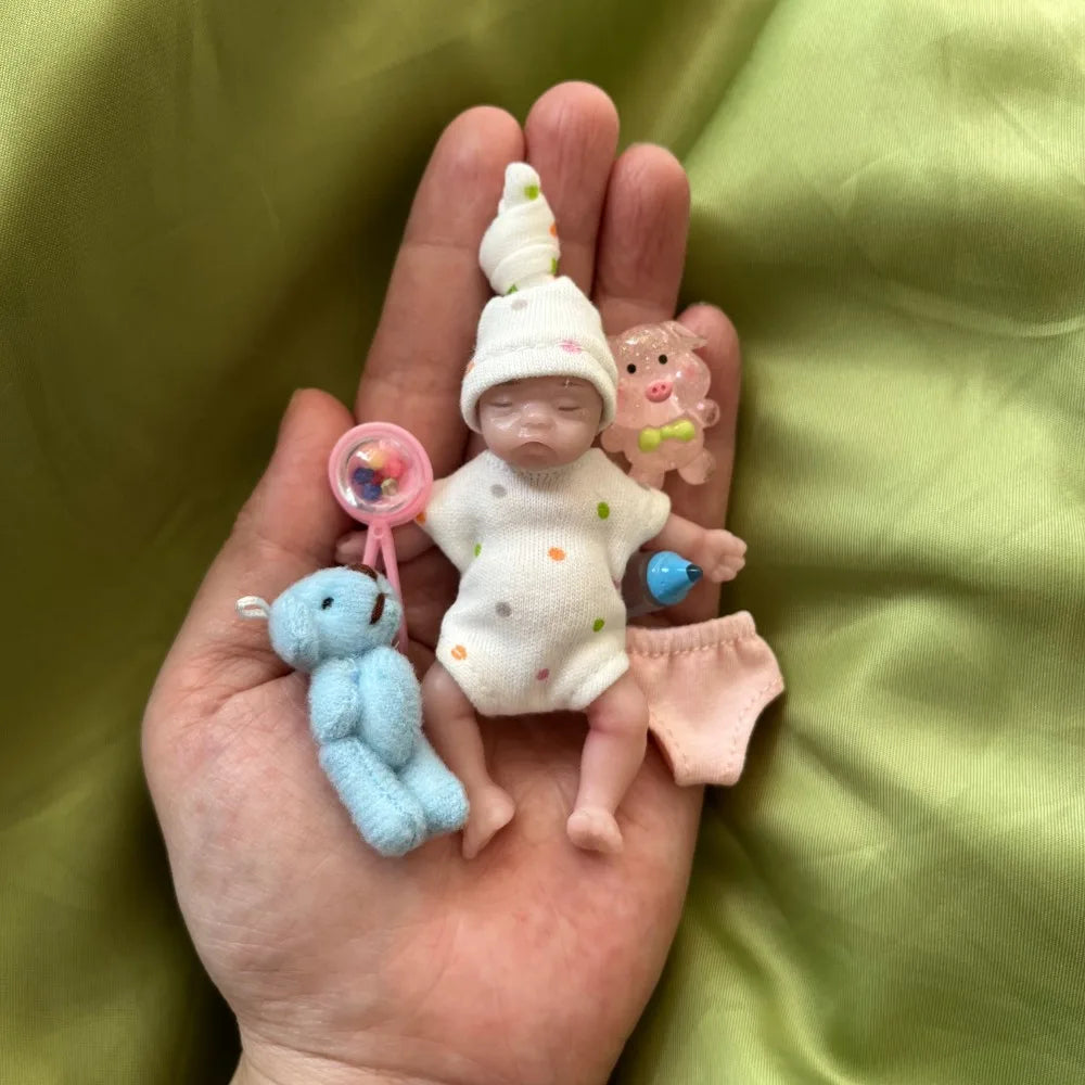 3.15 Inch 8 cm Full Silicone Body Mini Reborn Girl Handmade Lifelike Bebe Reborn Doll - Merit Sell