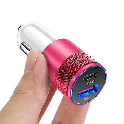 3.1A USB Car Charger Aluminum Alloy PD Fast Charging for Mobile Phone Tablet 15W Dual Port Car Charger Adapter Fast Car Charger - Merit Sell