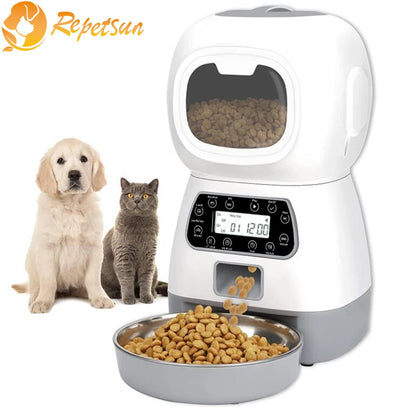 3.5L Automatic Pet Feeder Smart Food Dispenser For Cats Dogs Timer Stainless Steel Bowl Auto Dog Cat Pet Feeding Pet Supplies - Merit Sell