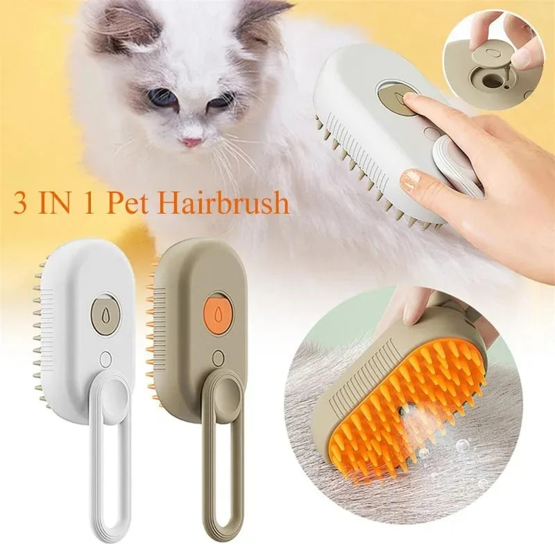 3 in 1 Pet Electric Steam Brush Cat and Dog Cleaning Spray Massage Grooming Comb Retractable Handle Pet Hair Removal BeautyBrush - Merit Sell