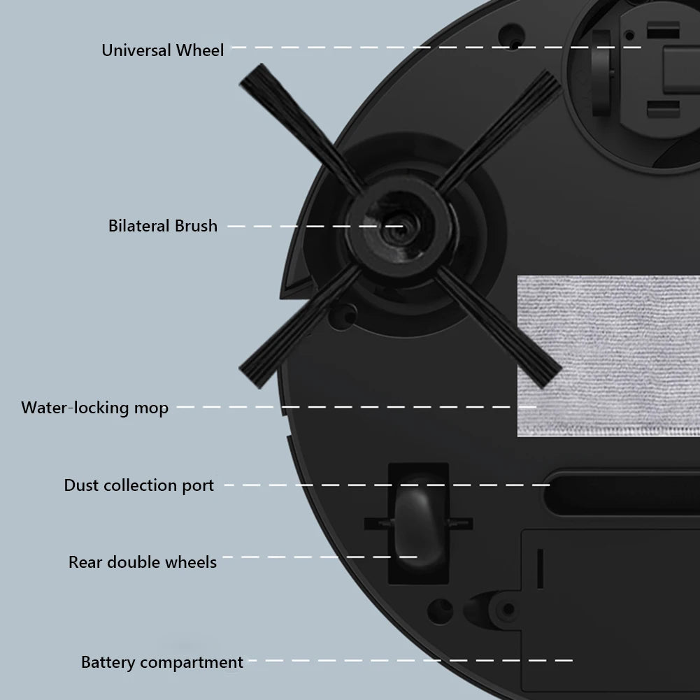 3 in 1 Vacuum Mop Robot Rechargeable Sweeping Machine Strong Suction Compact Cleaning Machine for Pet Hair Stubborn Dirt - Merit Sell