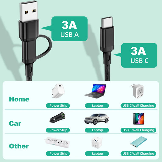 3 in1 Charging Cable Multi Usb Port Multiple Usb Charging Cord Type C Micro Charger Mobile Phone Wire For iPhone 14 13 12 Huawei - Merit Sell