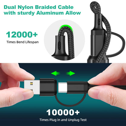 3 in1 Charging Cable Multi Usb Port Multiple Usb Charging Cord Type C Micro Charger Mobile Phone Wire For iPhone 14 13 12 Huawei - Merit Sell