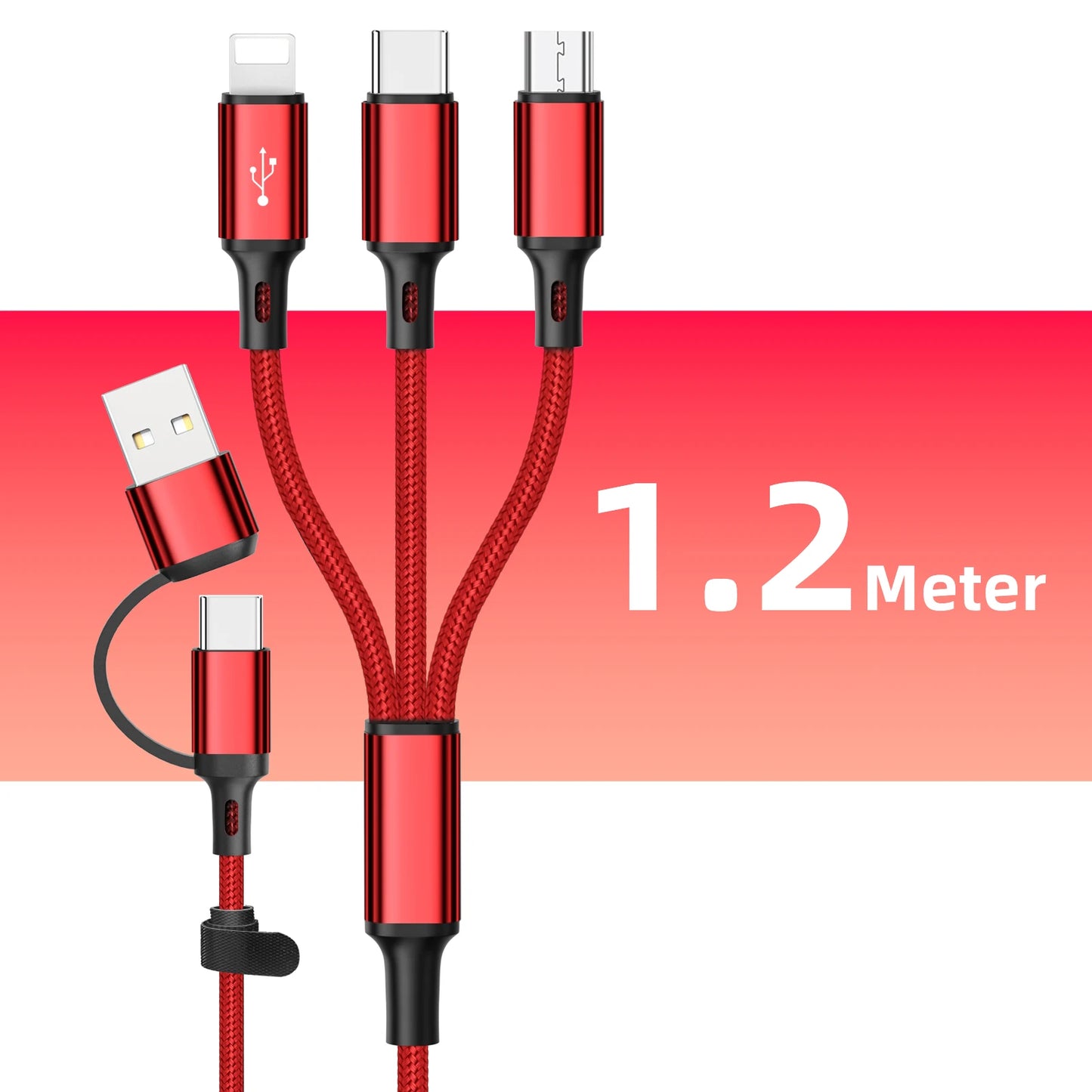 3 in1 Charging Cable Multi Usb Port Multiple Usb Charging Cord Type C Micro Charger Mobile Phone Wire For iPhone 14 13 12 Huawei - Merit Sell