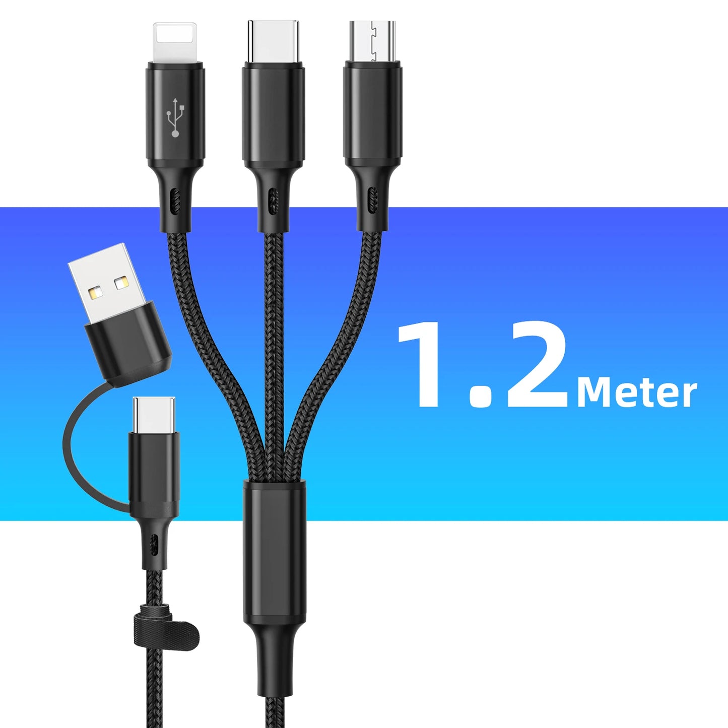 3 in1 Charging Cable Multi Usb Port Multiple Usb Charging Cord Type C Micro Charger Mobile Phone Wire For iPhone 14 13 12 Huawei - Merit Sell