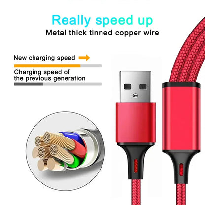 3 in1 Charging Cable Multi Usb Port Multiple Usb Charging Cord Type C Micro Charger Mobile Phone Wire For iPhone 14 13 12 Xiaomi - Merit Sell