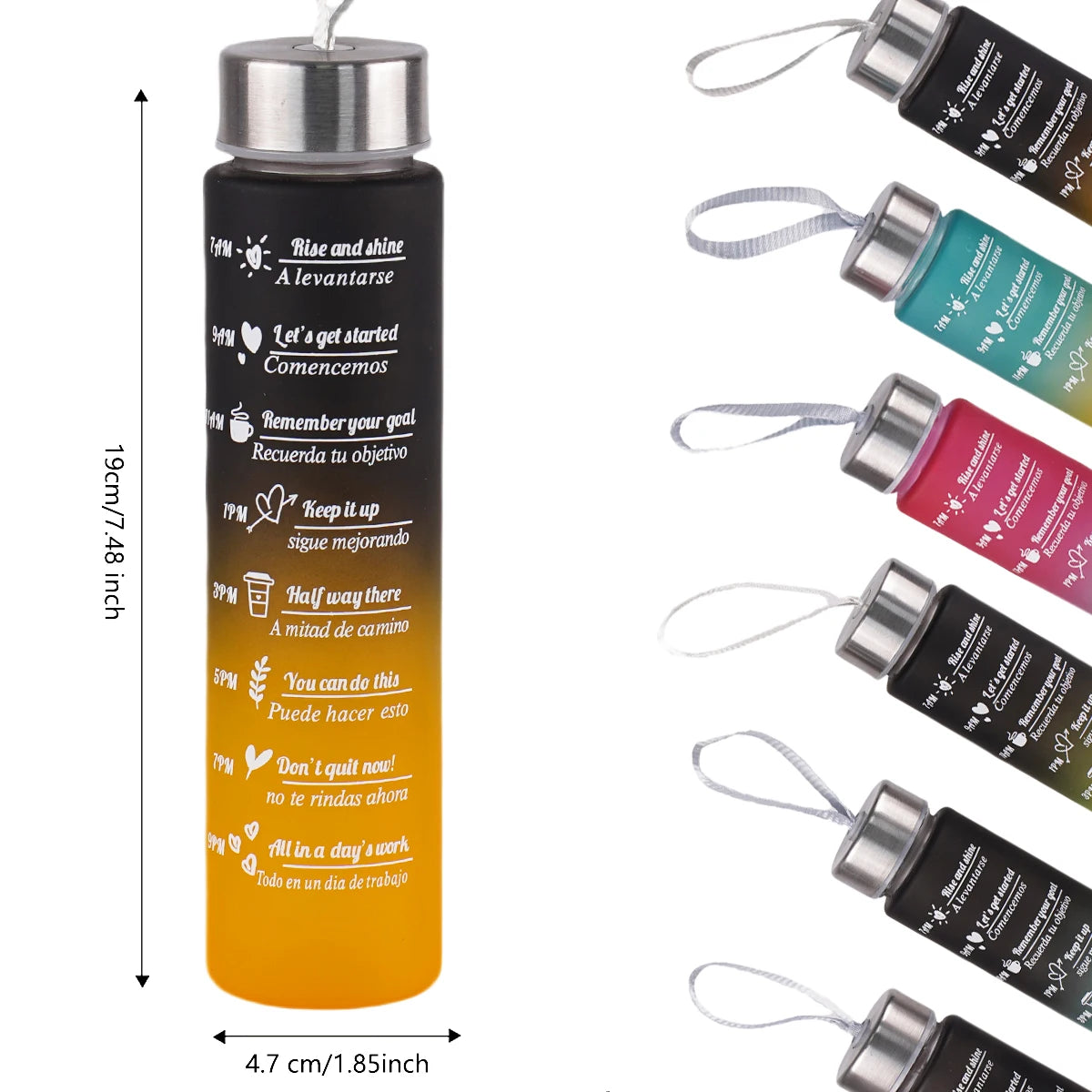 300ml Water Bottle BPA Free leak proof High Quality Drink Bottles With Time Marker Fitness Sports Reusable Outdoors - Merit Sell