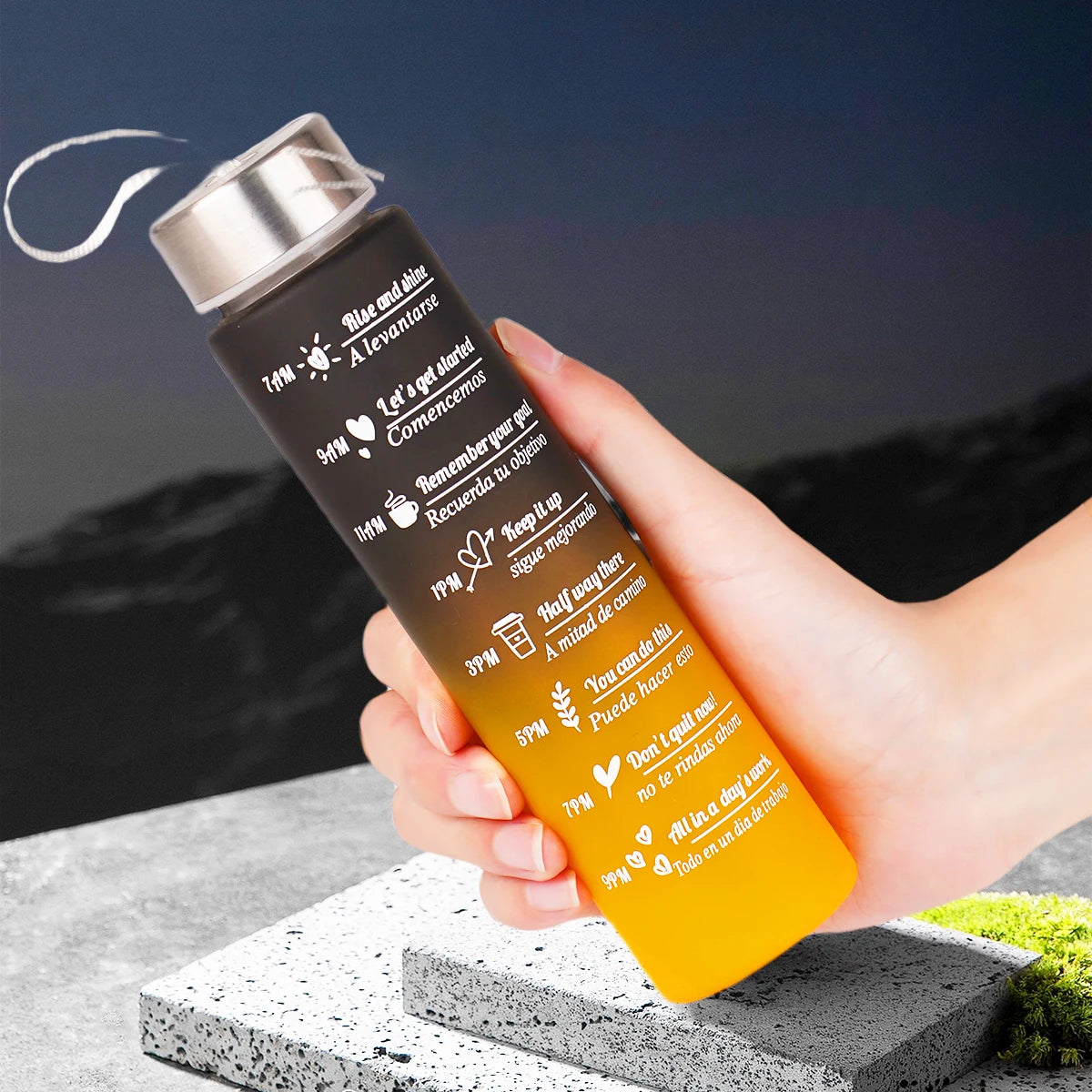 300ml Water Bottle BPA Free leak proof High Quality Drink Bottles With Time Marker Fitness Sports Reusable Outdoors - Merit Sell