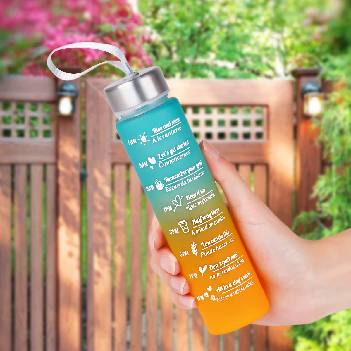 300ml Water Bottle BPA Free leak proof High Quality Drink Bottles With Time Marker Fitness Sports Reusable Outdoors - Merit Sell