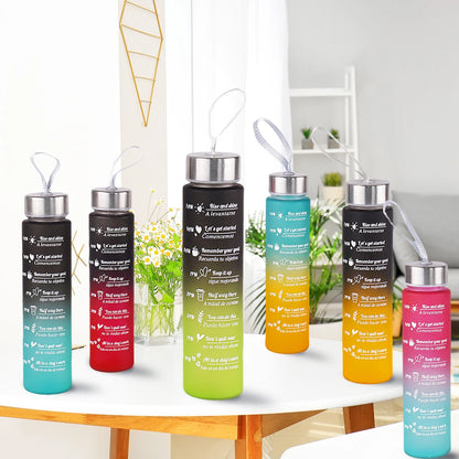 300ml Water Bottle BPA Free leak proof High Quality Drink Bottles With Time Marker Fitness Sports Reusable Outdoors - Merit Sell