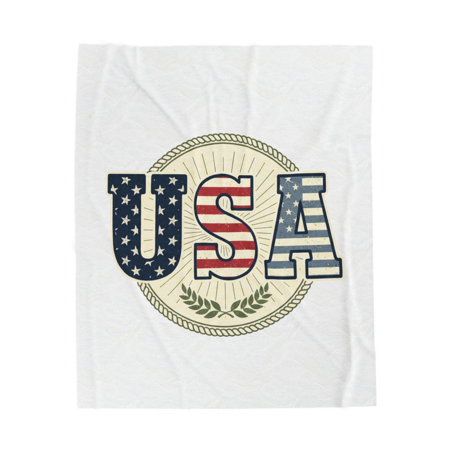 USA Flag Velveteen Plush Blanket — Patriotic American Throw for 4th of July & Veterans Day