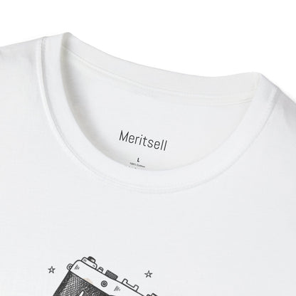 Photography & Coffee Graphic Tee — Camera, Notebook, Coffee Cup Design