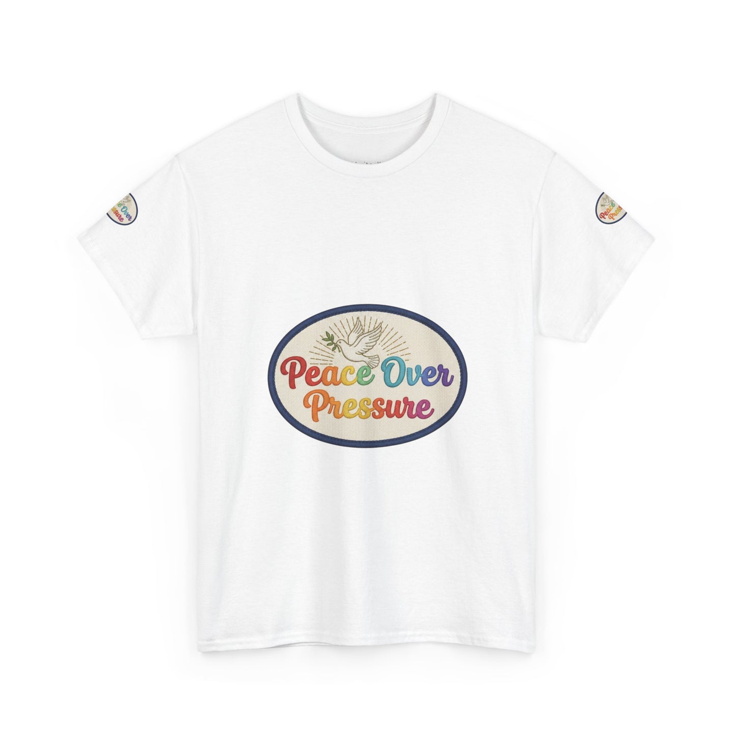 Peace Over Pressure T-Shirt — Retro Rainbow Dove Tee