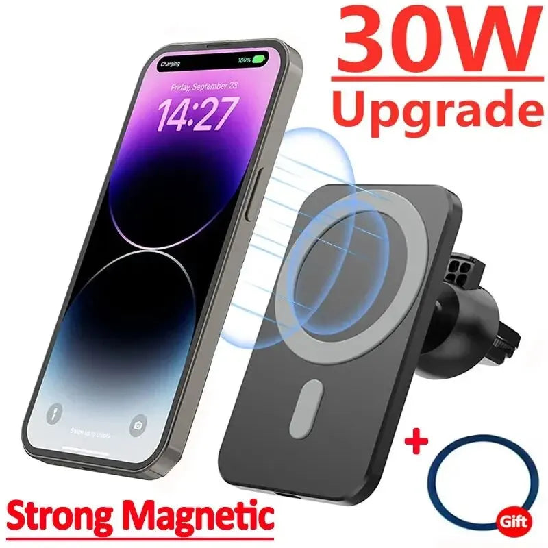 30W Magnetic Car Wireless Charger For iPhone 15 14 13 12 Pro Max Mini Macsafe Car Phone Holder Stand Mount Fast Charging Station - Merit Sell