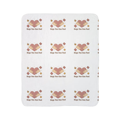 Hugs You Can Feel Sherpa Blanket — Cozy Heart Pattern Plush Throw