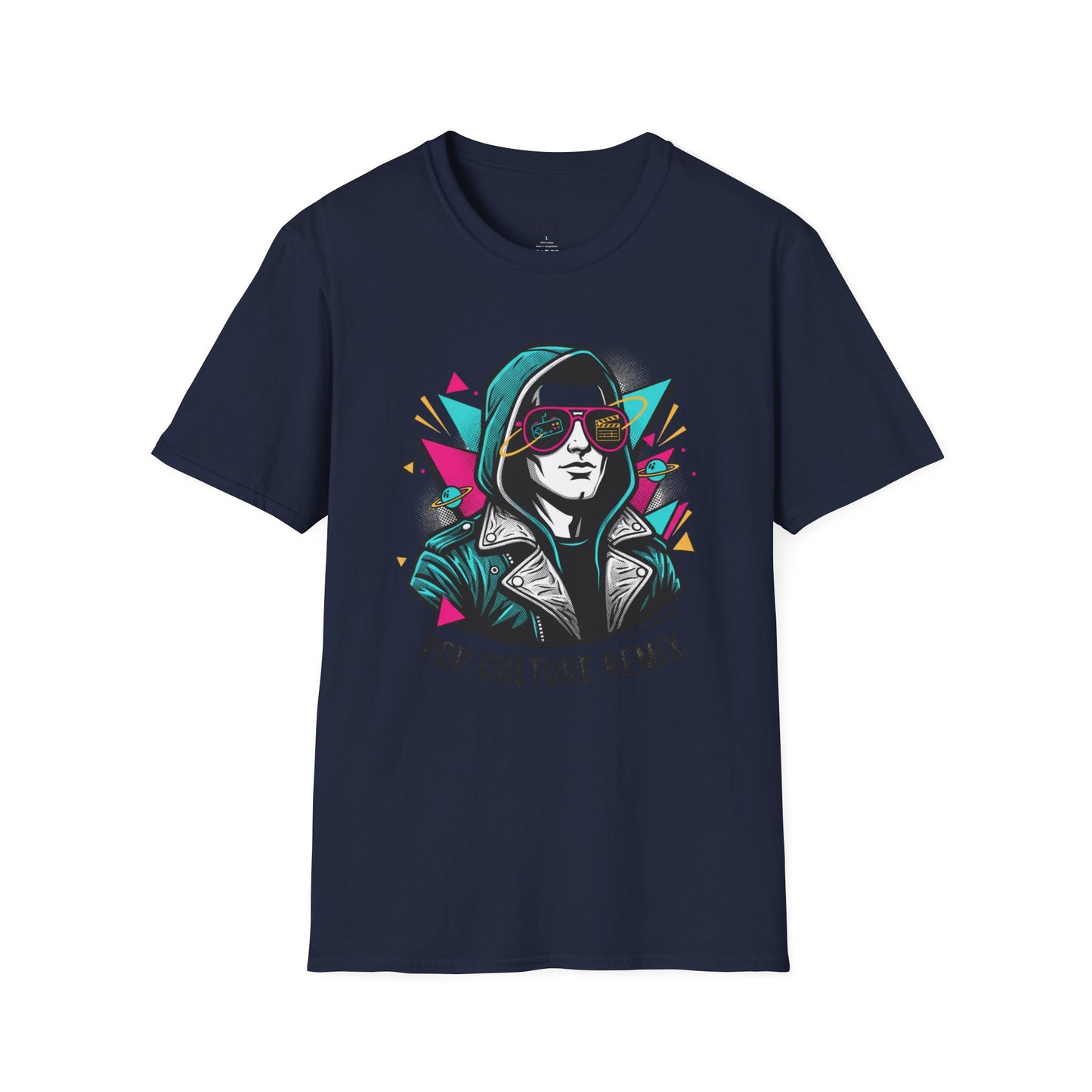 Pop Culture Remix T-Shirt — Retro Neon Hoodie Portrait Graphic Tee
