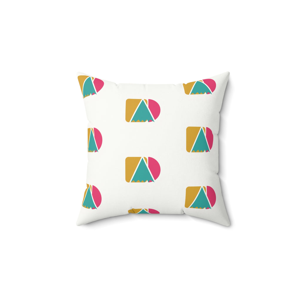 Geometric Retro Campsite Faux Suede Pillow