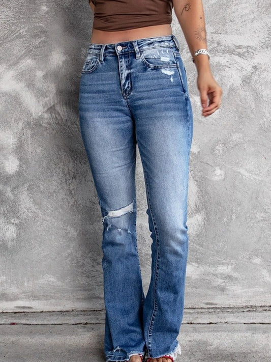 Distressed Flare Jeans - Merit Sell