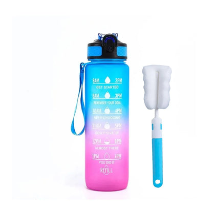 32 oz Drinking Water Bottle with Times to Drink and Straw, Motivational with Carrying Strap, Leakproof BPA & Toxic Free - Merit Sell