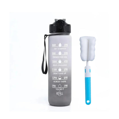 32 oz Drinking Water Bottle with Times to Drink and Straw, Motivational with Carrying Strap, Leakproof BPA & Toxic Free - Merit Sell