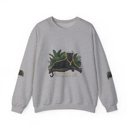 Panther Royale Crewneck Sweatshirt — "Night Royalty" Black Cat Graphic