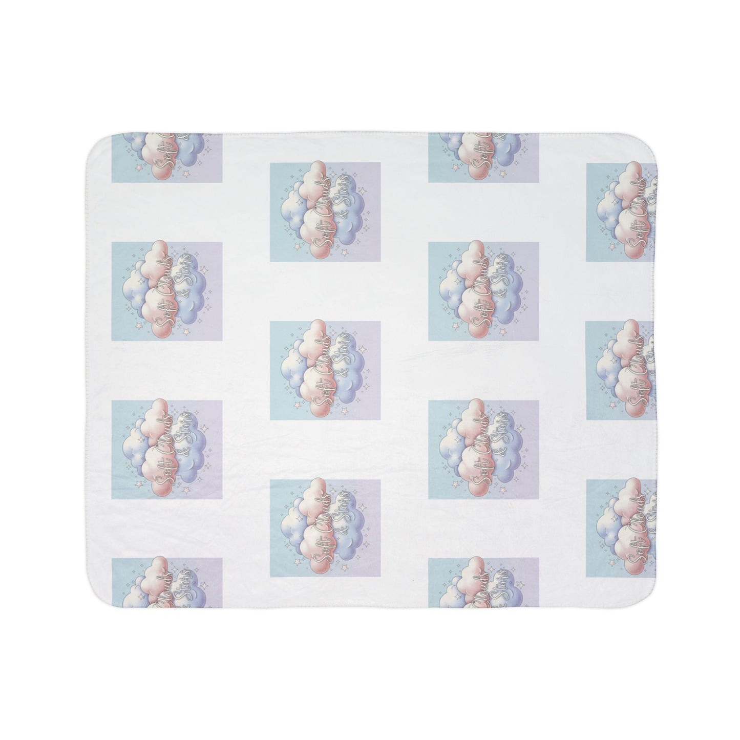 Pastel Cloud Pattern Sherpa Blanket — Cozy Fleece Throw for Nursery, Kids, and Relaxation