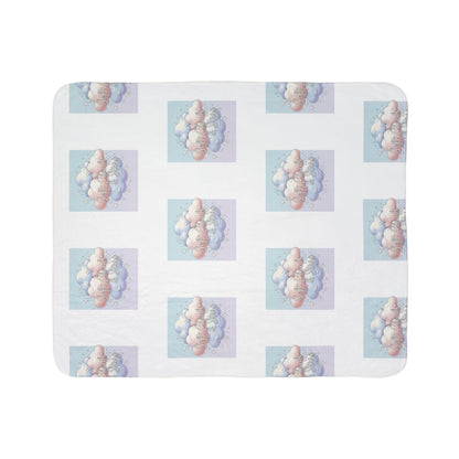 Pastel Cloud Pattern Sherpa Blanket — Cozy Fleece Throw for Nursery, Kids, and Relaxation
