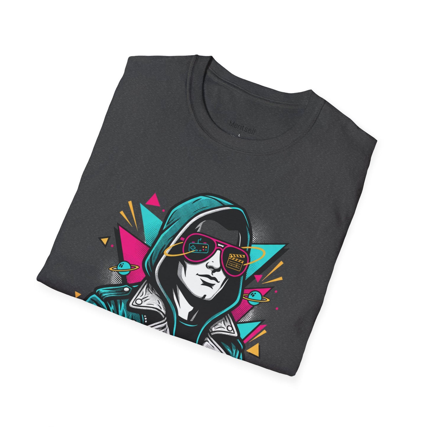 Pop Culture Remix T-Shirt — Retro Neon Hoodie Portrait Graphic Tee