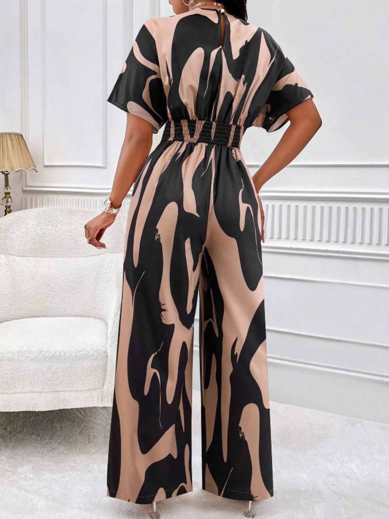 Abstract Print Wide-Leg Jumpsuit - Merit Sell