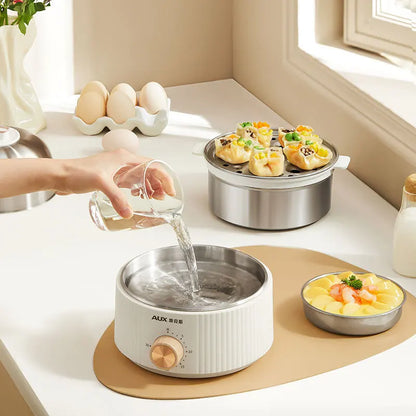 350W Electric Egg Cooker Timed Egg Boiler Breakfast Machine Automatic Steamer Egg Custard Steaming Cooker Food Warmer 2 Layers - Merit Sell