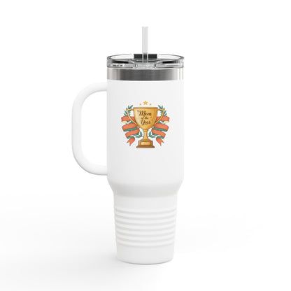 40oz Insulated Travel Mug — "Mom of the Year" Trophy Design