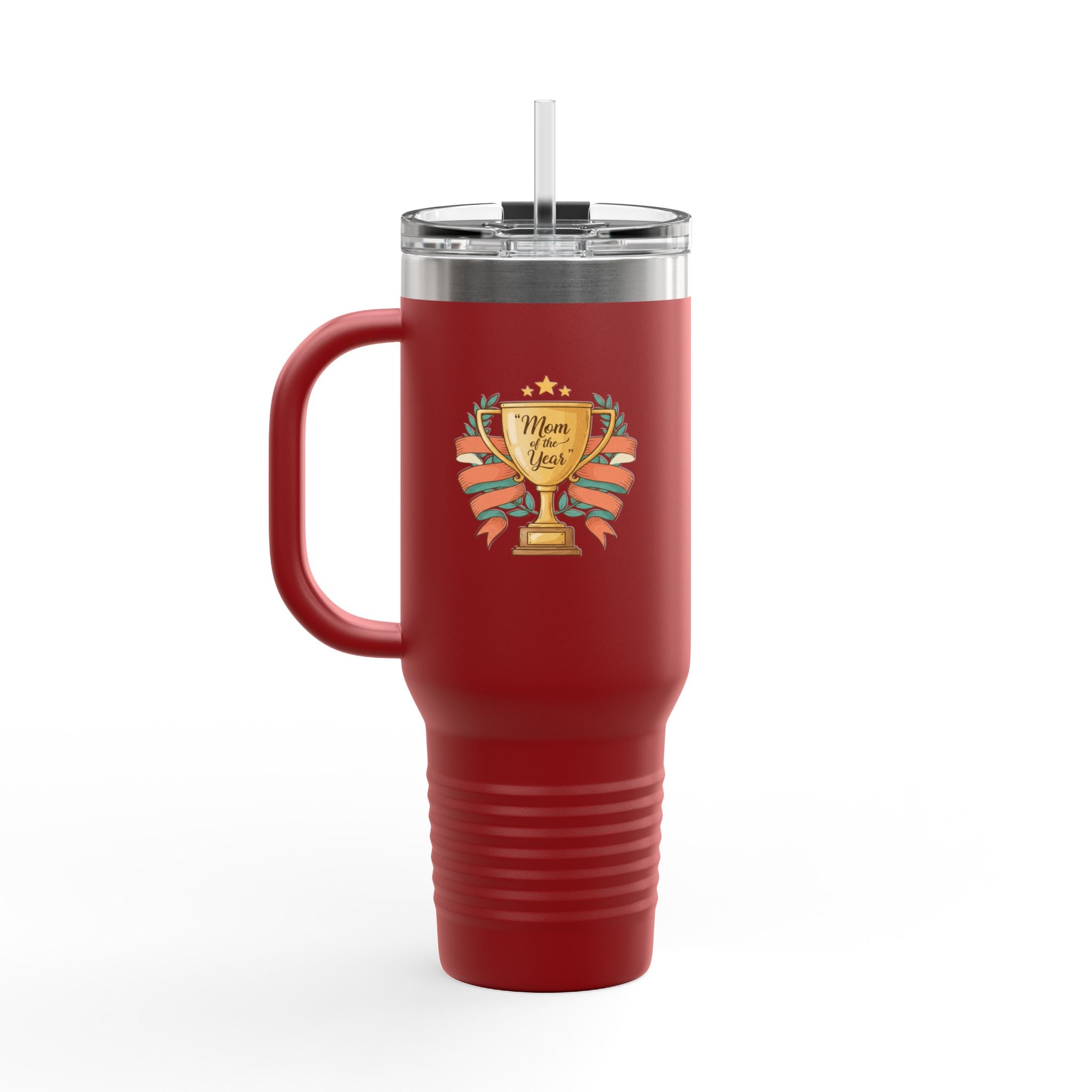 40oz Insulated Travel Mug — "Mom of the Year" Trophy Design