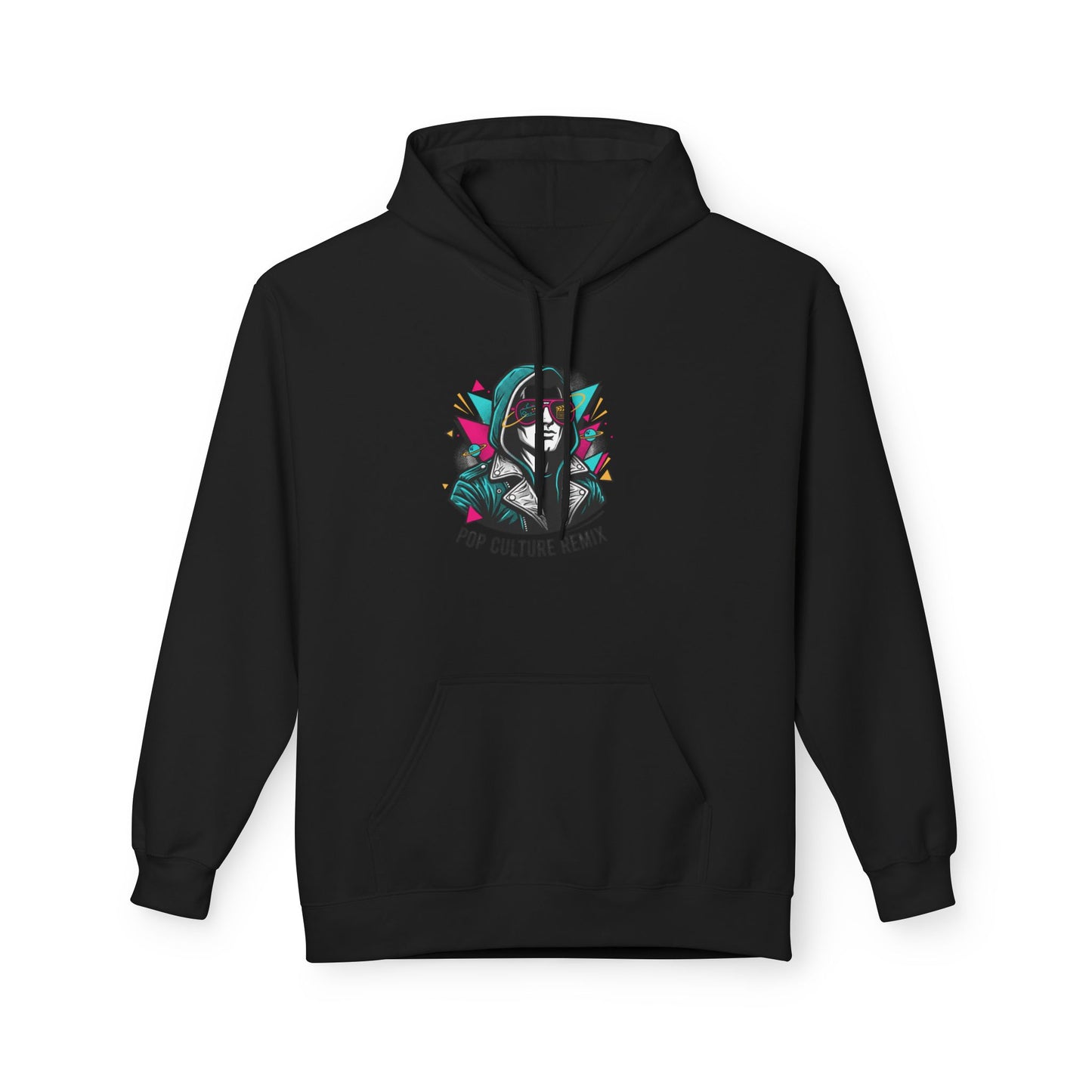Pop Culture Remix Hoodie - Retro Neon Graphic Pullover