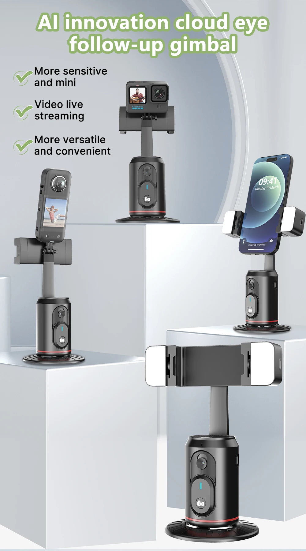 360° Auto Face Tracking Tripod For Live Video Vlog Facial Recognition Tracking Gimbal For Phone Remote Control - Merit Sell