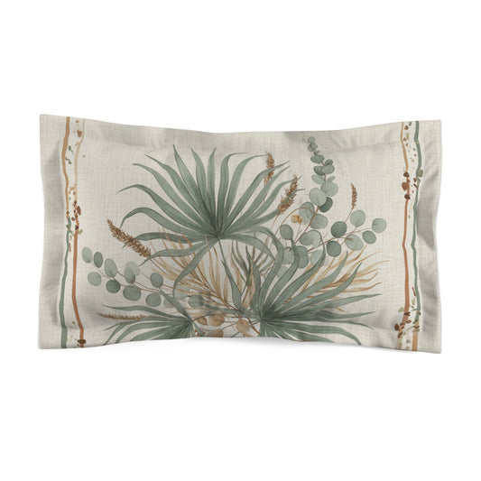 Botanical Palm Microfiber Pillow Sham – Neutral Green Eucalyptus Decorative Pillowcase Merit Sell