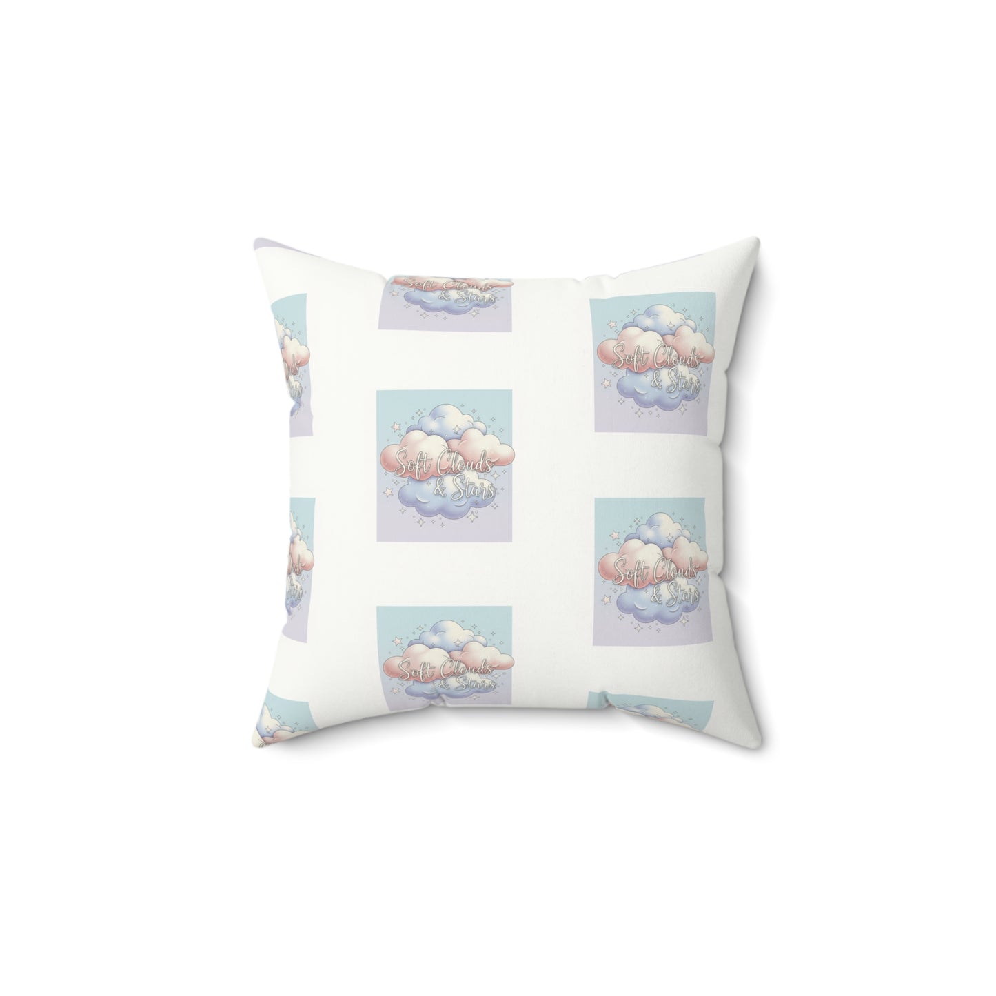 Cloud Pattern Faux Suede Pillow — Pastel Dream Decorative Throw Pillow