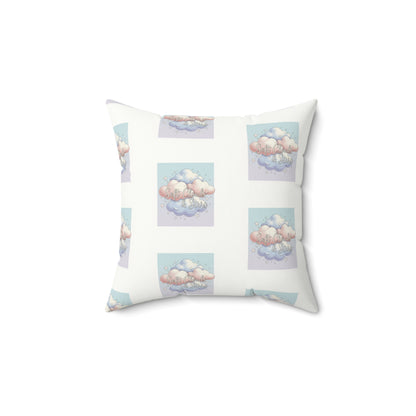 Cloud Pattern Faux Suede Pillow — Pastel Dream Decorative Throw Pillow