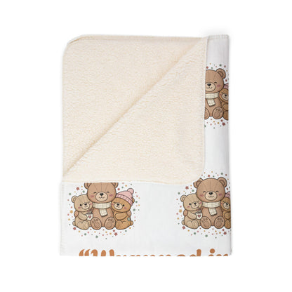 Teddy Bear Sherpa Blanket — "Wrapped in Teddy Love" Plush Fleece Throw for Kids & New Parents