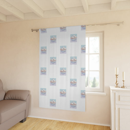 Cloudy Dreams Window Curtain – Pastel Cloud Pattern Single Panel