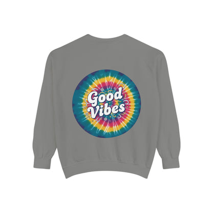 Tie-Dye "Good Vibes" Sweatshirt — Retro Colorful Cozy Pullover