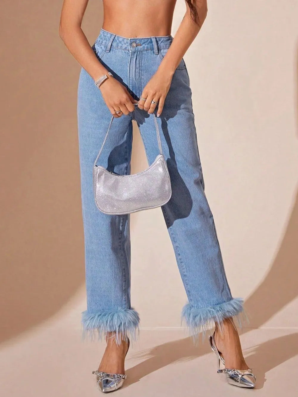 Plush Hem High Rise Straight Jeans - Merit Sell