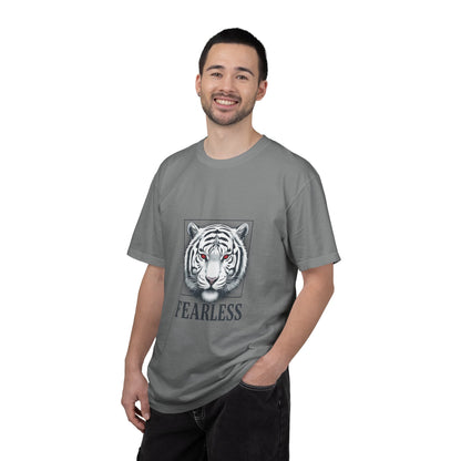 Fearless White Tiger T-Shirt — Bold Graphic Tee with 'FEARLESS' Text