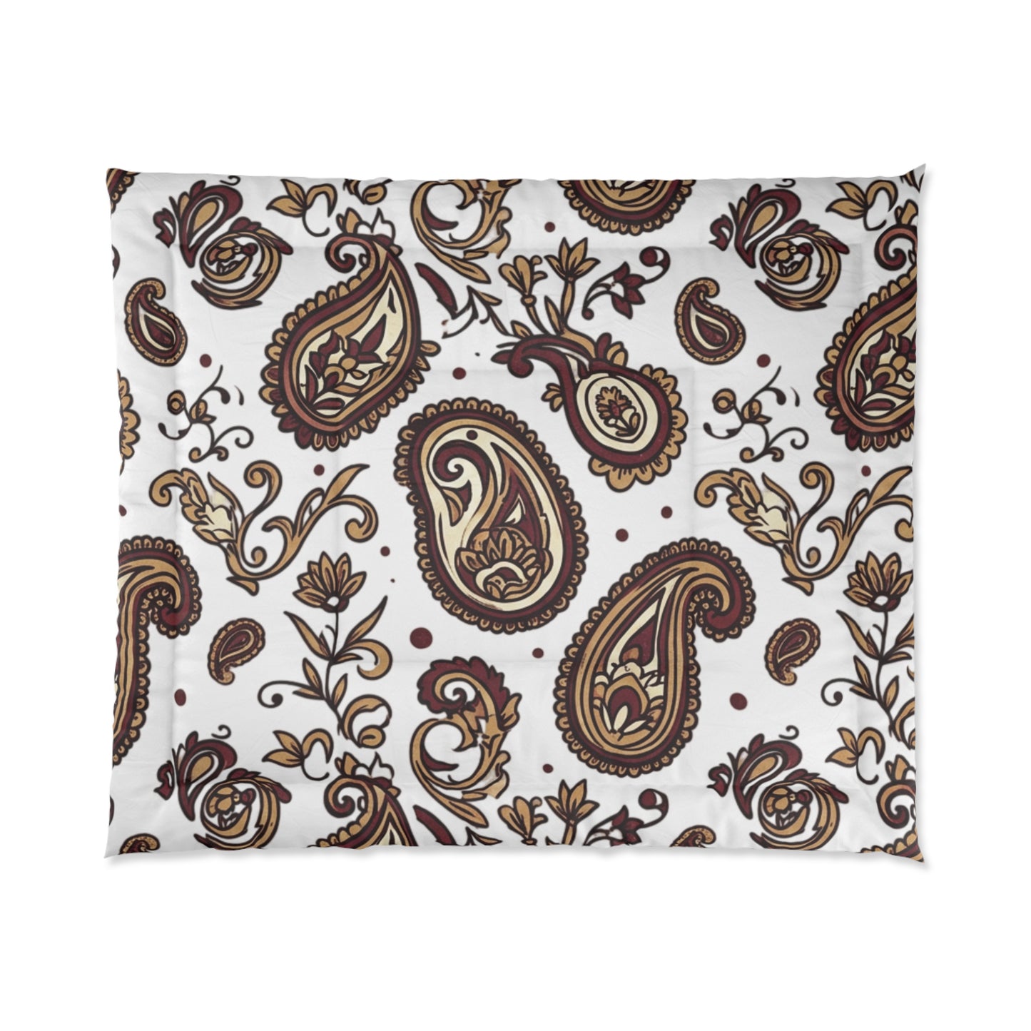 Brown Paisley Comforter — Vintage Floral Boho Bedding