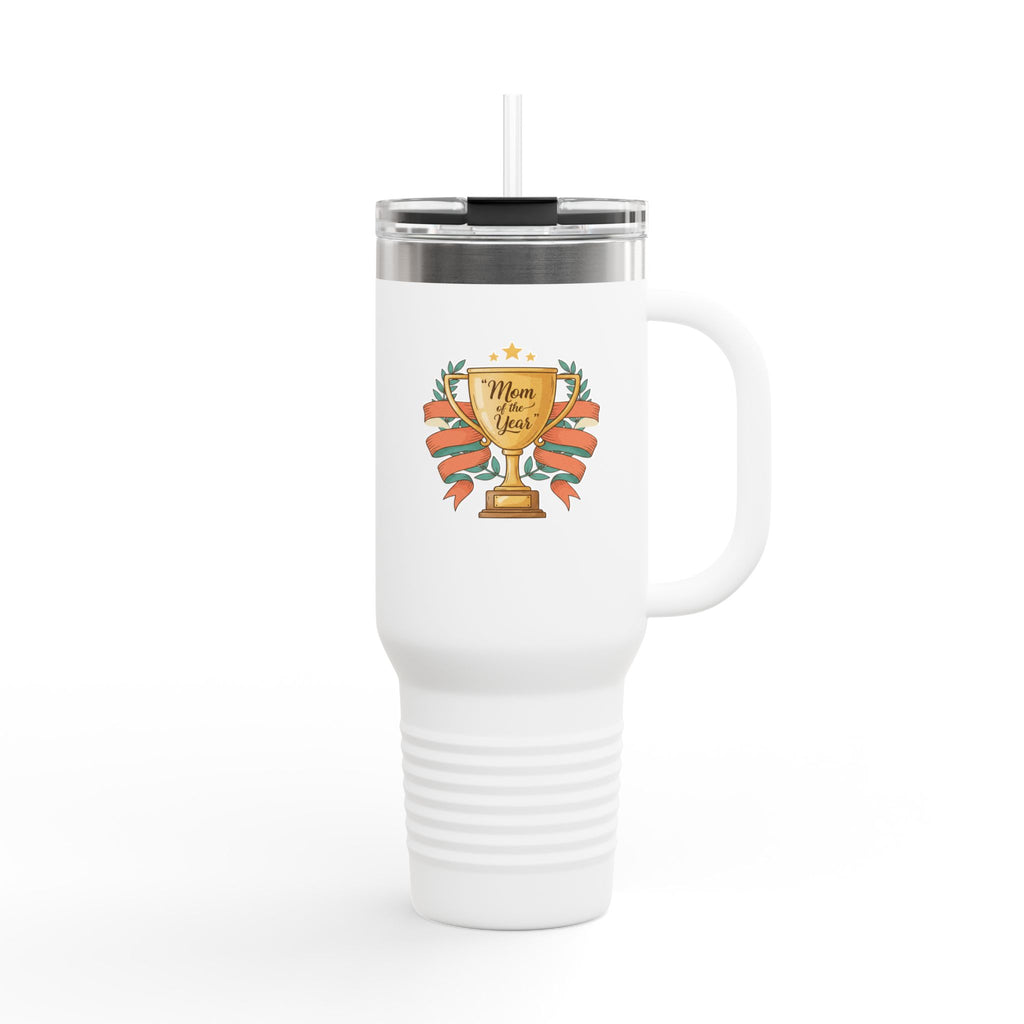 40oz Insulated Travel Mug — "Mom of the Year" Trophy Design