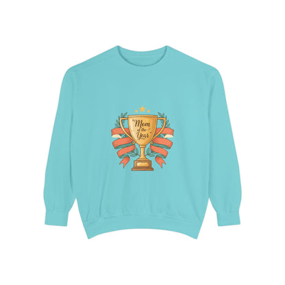 Sweatshirt — "Mom of the Year" Trophy Graphic Crewneck