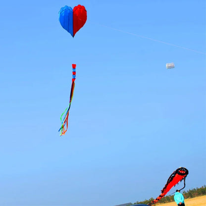 3D 5.5M Red/Blue Heart Shaped Soft Kite 8 Kites with Long Float Tail Beach Kites Easy To Fly and Tear Resistant Storage Bag - Merit Sell