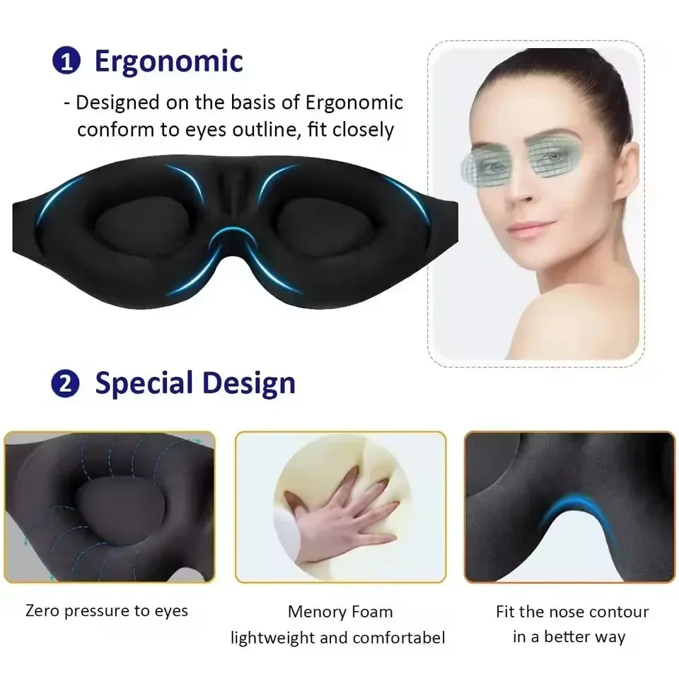 3D Eye Mask Adjustable Suitable for Men and Women with No Pressure on the Eyes Breathable and Light Blocking Eye Mask Black - Merit Sell