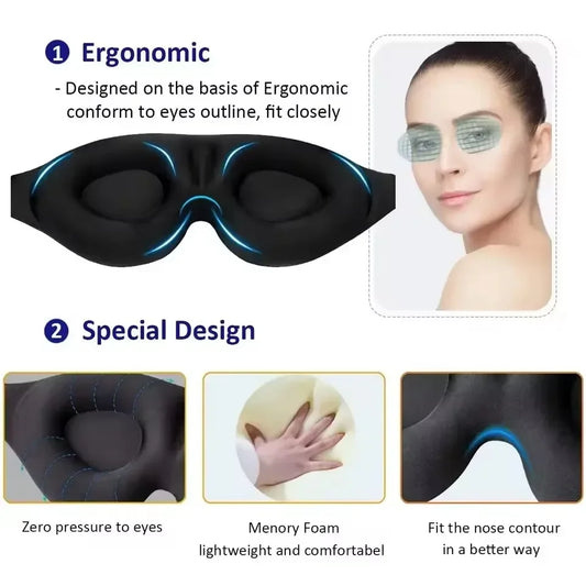 3D Eye Mask Adjustable Suitable for Men and Women with No Pressure on the Eyes Breathable and Light Blocking Eye Mask Black - Merit Sell